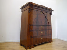Lade das Bild in den Galerie-Viewer, Konischer Biedermeier Sekretär Mahagoni mit Schinkeldach um1820 Geheimfächer
