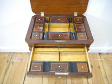 Lade das Bild in den Galerie-Viewer, Biedermeier Empire Nähtisch Mahagoni Fadenintarsien um 1820 restauriert