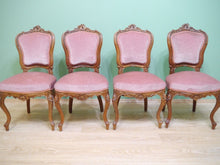 Lade das Bild in den Galerie-Viewer, 4 Rokoko Stühle Nussbaum massiv geschnitzt Schellack um 1860