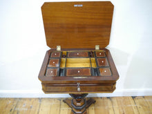 Lade das Bild in den Galerie-Viewer, Biedermeier Empire Nähtisch Mahagoni Fadenintarsien um 1820 restauriert