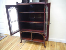 Lade das Bild in den Galerie-Viewer, Jugendstil Mahagoni Vertiko Bücherschrank Vitrine Schrank geschnitzt um 1900