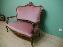 Lade das Bild in den Galerie-Viewer, Barock Rokoko Sofa Dresdner Barock Nussbaum massiv geschnitzt um 1860