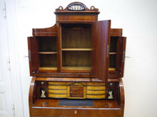 Lade das Bild in den Galerie-Viewer, Empire Biedermeier Sekretär Mahagoni Intarsien Bronze Figuren um1815 restauriert