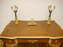 Lade das Bild in den Galerie-Viewer, Barock Rokoko Schreibtisch Sekretär Figuren Rosenholz 1900 restauriert