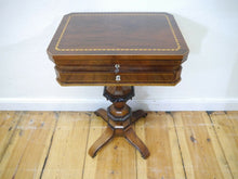Lade das Bild in den Galerie-Viewer, Biedermeier Empire Nähtisch Mahagoni Fadenintarsien um 1820 restauriert
