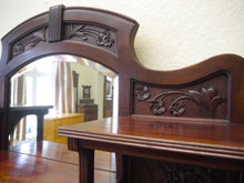 Lade das Bild in den Galerie-Viewer, Jugendstil Mahagoni Vertiko Bücherschrank Vitrine Schrank geschnitzt um 1900