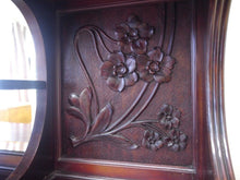 Lade das Bild in den Galerie-Viewer, Jugendstil Mahagoni Vertiko Bücherschrank Vitrine Schrank geschnitzt um 1900