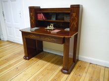 Lade das Bild in den Galerie-Viewer, Empire Biedermeier Schreibtisch Mahagoni Intarsien um 1900 frisch restauriert