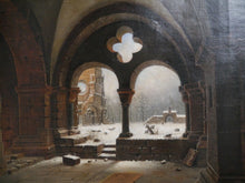 Lade das Bild in den Galerie-Viewer, Nach Hasenpflug Klosterruine im Winter Öl auf Leinwand um 1870
