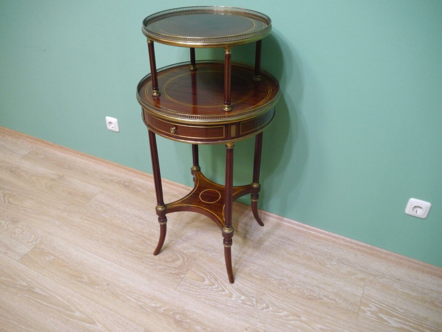 Biedermeier Etagere Tisch Beistelltisch Mahagoni mit Bronze um1900