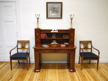 Lade das Bild in den Galerie-Viewer, Empire Biedermeier Schreibtisch Mahagoni Intarsien  um 1900 frisch restauriert
