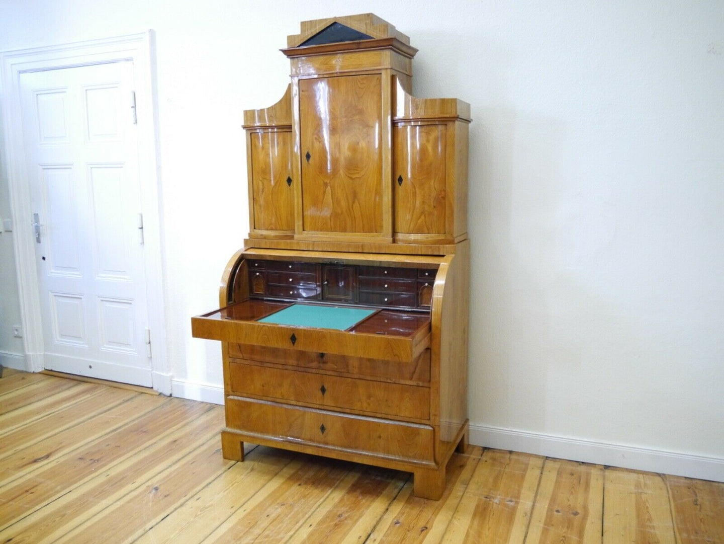 Empire Biedermeier Sekretär Esche mit Mahagoni Kabinett um 1820 restauriert