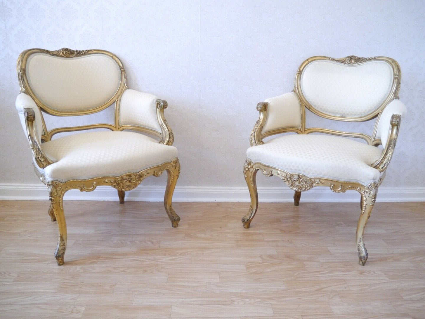 2 Bergeren Sessel Barock Rokoko vergoldet um 1860 sehr bequem