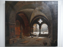 Lade das Bild in den Galerie-Viewer, Nach Hasenpflug Klosterruine im Winter Öl auf Leinwand um 1870
