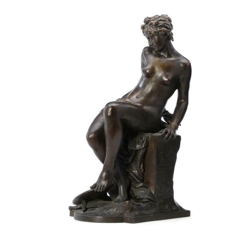 Amazone Bronze signiert Josef Tüshaus Düsseldorf 1896 Höhe 65 cm 24 kg